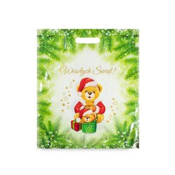 Torby Reklamowe Świąteczne 400x450mm 40x45cm LD PE 0,06 Wesołych Świąt 10 / 25szt