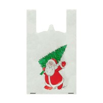 Reklamówki jednorazowe świąteczne 34+2f10/64cm 54x64cm 0,013 100szt HD PE nadruk mikołaj