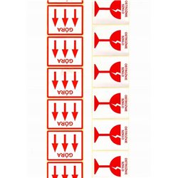 Etykiety naklejki ostrzegawcze nadruk GÓRA 250 szt