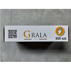 Einweghandschuhe aus Folie in einer Schachtel mit 500 Stück.