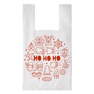 Disposable Christmas bags 34+2f10/64cm 54x64cm 0,013 100pcs HD PE Print Ho Ho Ho Ho Ho.