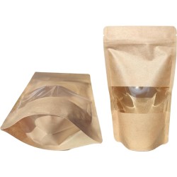 DOYPACK kraftový papírový sáček s malým okénkem 750 ml 25 kusů