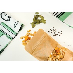 DOYPACK Kraftpapierbeutel mit Schnur kleines Fenster 3000 ml 25 Stück