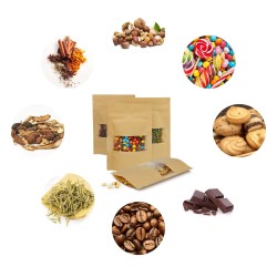 DOYPACK Kraftpapierbeutel mit Schnur kleines Fenster 100 ml 25 Stück