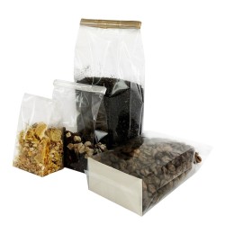 Zellophan Block Plastiktüten für Kaffee Tee 7x4x20 cm 0.04 + Karton 25 Stück