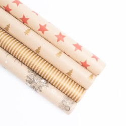 Geschenkpapier mit Weihnachtsmotiven EKO ECO 70cm x 200cm 4er Set WZ1