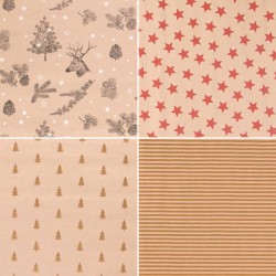 Geschenkpapier mit Weihnachtsmotiven EKO ECO 70cm x 200cm 4er Set WZ1