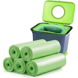 Garbage bags 600x800mm 60x80cm 0.015 HDPE with tape green 60L ROLL 10pcs