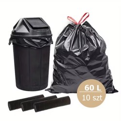 LDPE garbage bags with tape 600x700 mm 60x70 cm 60 L Black 10 pieces