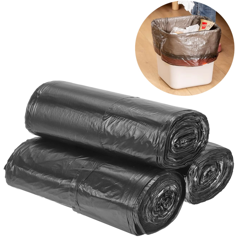 LDPE garbage bags with tape 700x1100 mm 70x110 cm 120 L Black 10 pieces