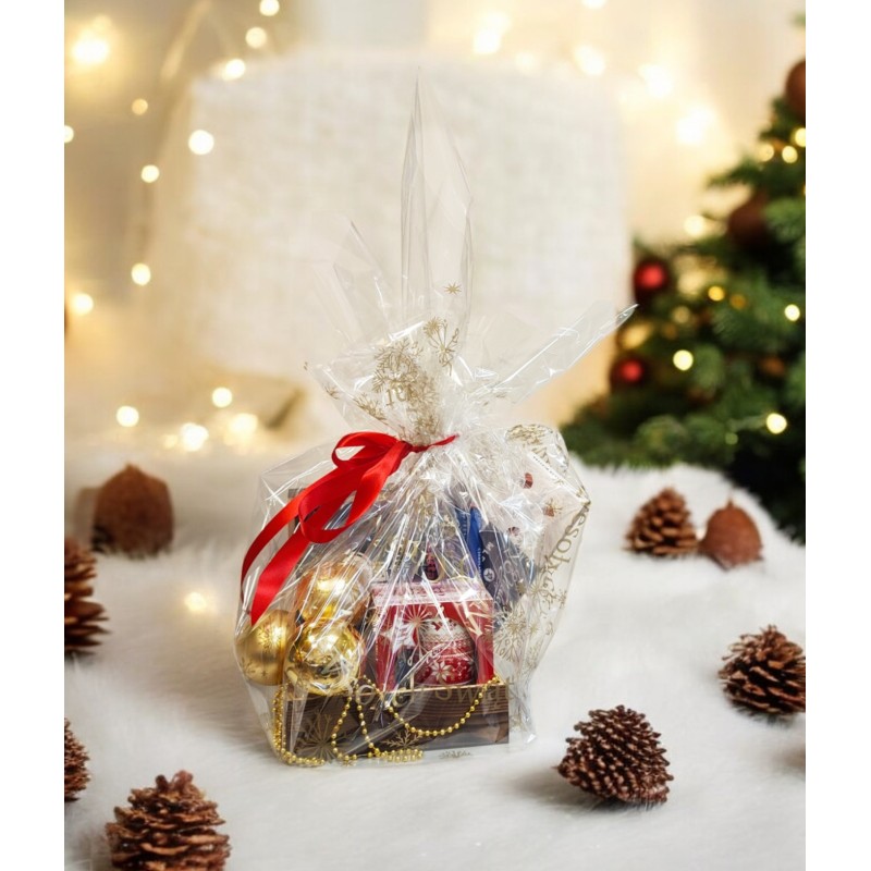 Weihnachtsfolie Blätter Gold Sterne Zellophan 50x70 cm 25 Stück