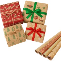 Gift wrapping paper with Christmas motifs EKO ECO 70cm x 200cm set of 4 pcs WZ3
