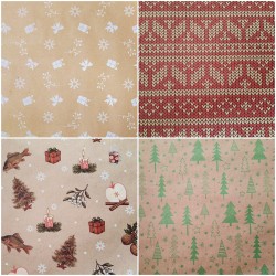 Geschenkpapier mit Weihnachtsmotiven EKO ECO 70cm x 200cm 4er Set WZ3