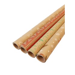 Darčekový baliaci papier s vianočnými motívmi EKO ECO 70 cm x 200 cm sada 4 ks WZ3