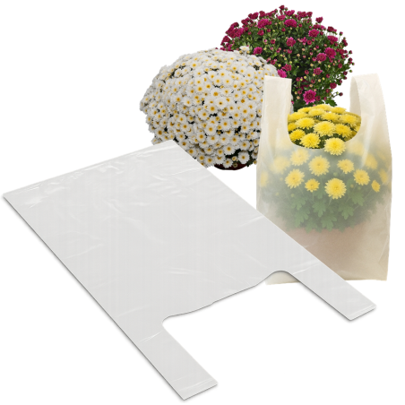 Reklamówki jednorazowe na chryzantemy Wszystkich Świętych 65x90cm 0,02 50szt białe HDPE