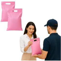 Foliopaki kurierskie matowe z rączką 360x630+50mm 36x63+5cm 0,055 Różowe 25szt
