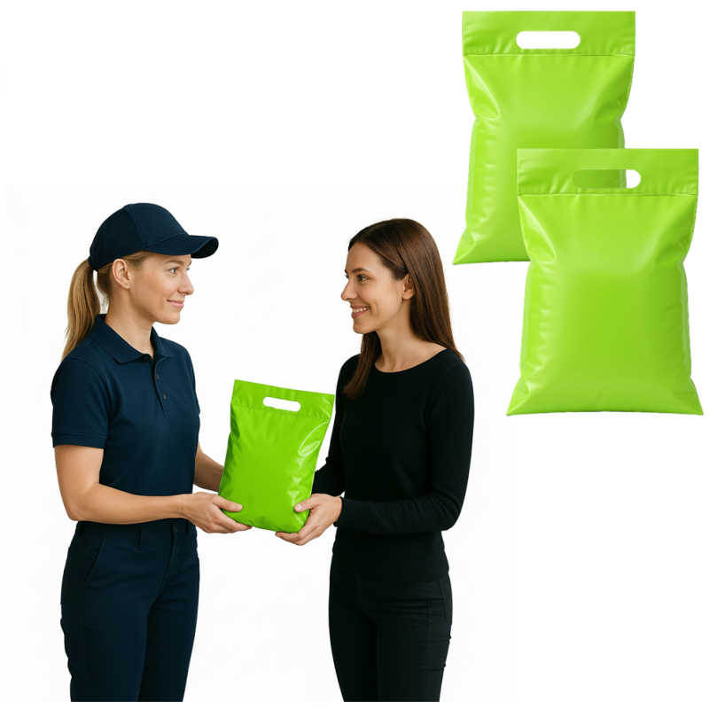 Kurýrní obálky s uchem 280 x 450 + 50 mm 28 x 45 + 5 cm 0,055 Zelené 25 ks