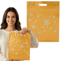 Werbung Weihnachten Taschen 400x500mm 40x50cm LD PE 0.06 Gold 10 / 25pcs