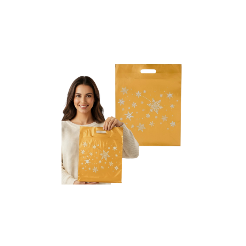 Werbung Weihnachten Taschen 400x500mm 40x50cm LD PE 0.06 Gold 10 / 25pcs