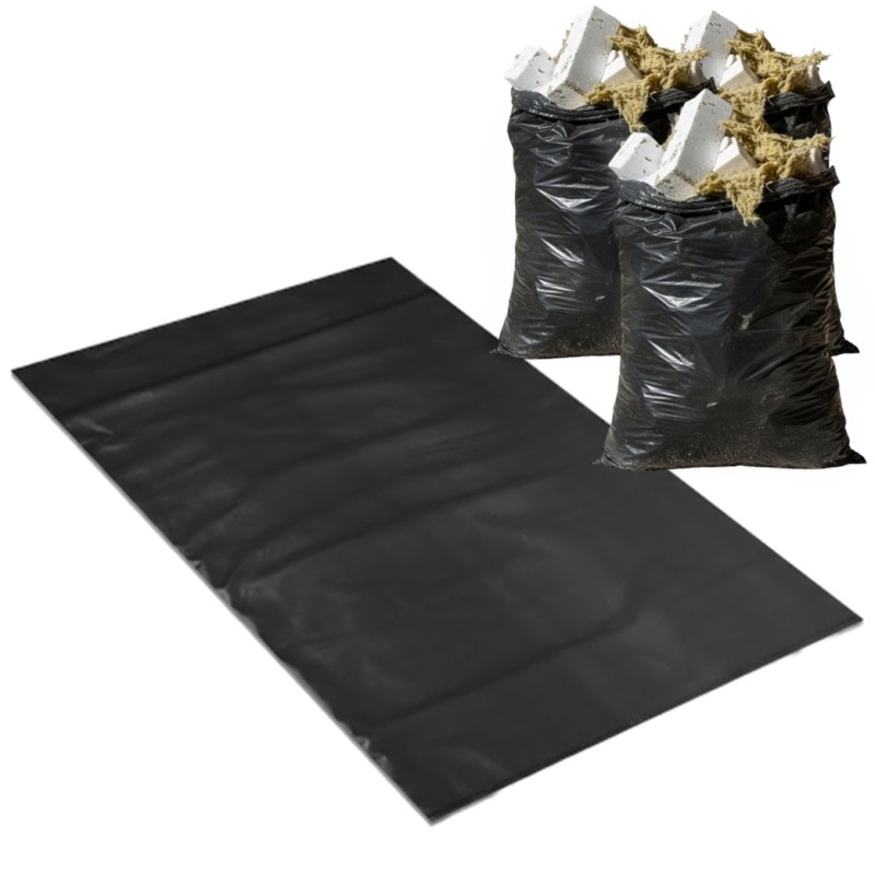 Bausäcke für Styropor Recycling Schwarz 110 x 200 cm 0,04 500 l – 10 Stück