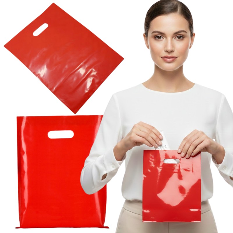 Torby reklamowe LDPE czerwone 0,055 my 20x30 cm 10 szt.