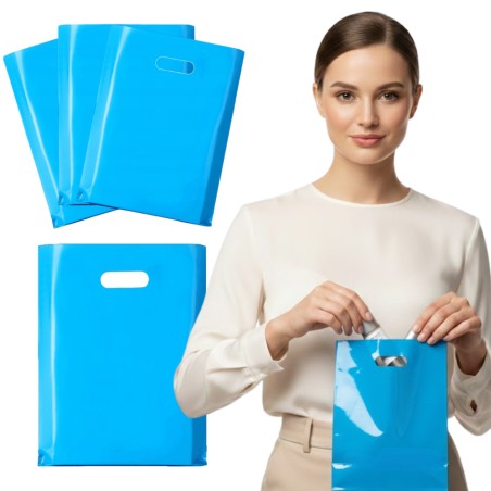 Torby reklamowe LDPE niebieskie 0,055 my 20x30 cm 10 szt.