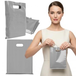 LDPE strieborné reklamné tašky, 0,055 mm, 20x30 cm, 10 ks.