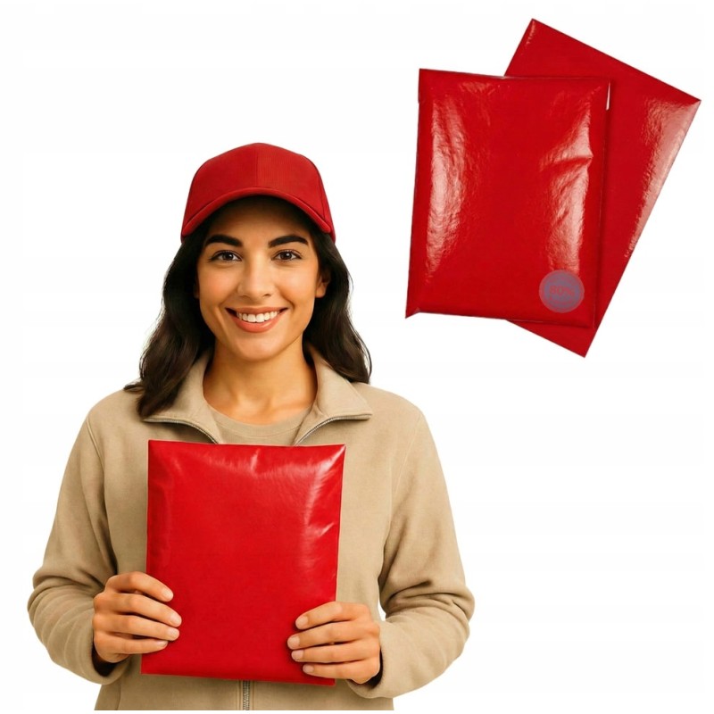 Recycelte Versandtaschen 350 x 450 mm (35 x 45 cm), 0,055 mm, rot, 25 Stück