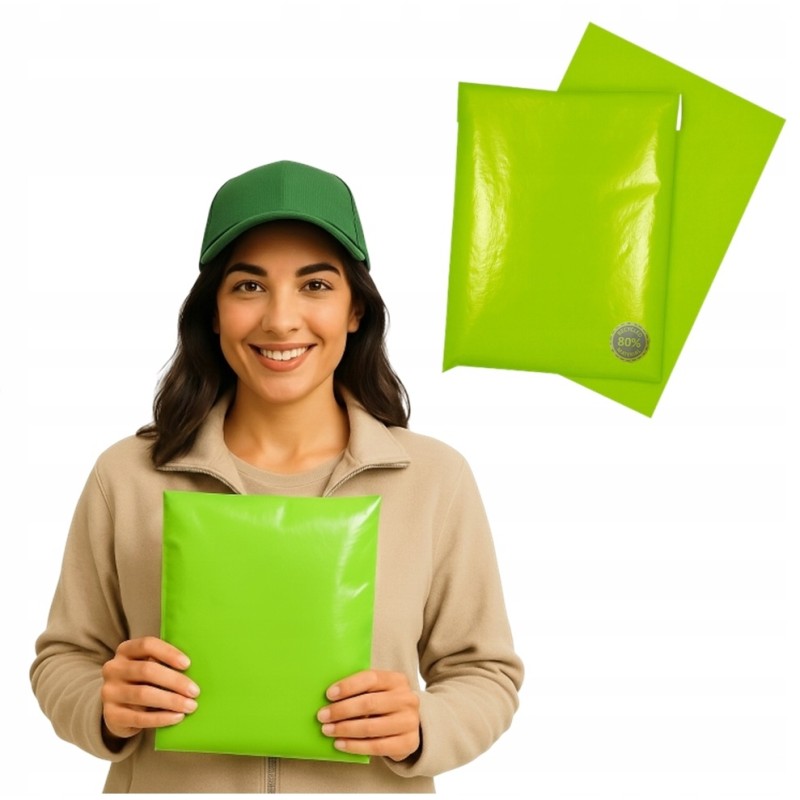 Recyklované kurýrní obálky 175 x 255 mm (17,5 x 25,5 cm), tloušťka 0,055 mm, zelené, 25 ks